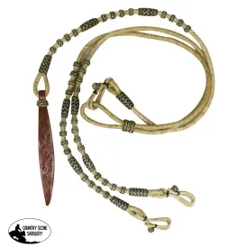 19130 Showman ® Braided Natural Rawhide Romal Reins with Leather Popper.