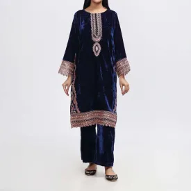 2PC- Embroidered Velvet Suit PW9132