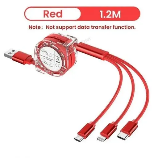 3 in 1 Multi USB Retractable Charging Cable (Type-C Lightning & Micro)