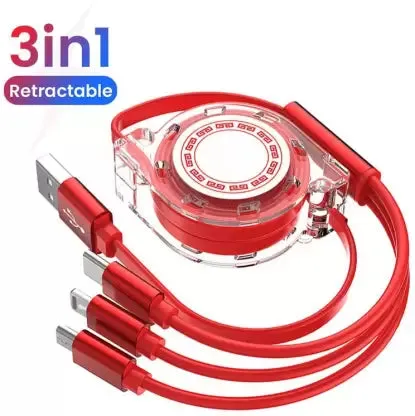 3 in 1 Multi USB Retractable Charging Cable (Type-C Lightning & Micro)