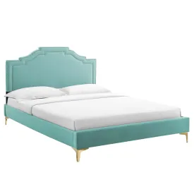 Adelaide Performance Velvet Twin Platform Bed By Modway - MOD-6850 - Mint