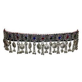 Afghan Tribal Waist Hip Womens Belt Handmade in Multicolor Glass Acrylic Beads Bells - Belly Dancing, Costume Party, Indian Dandiya - Duel On Jewel