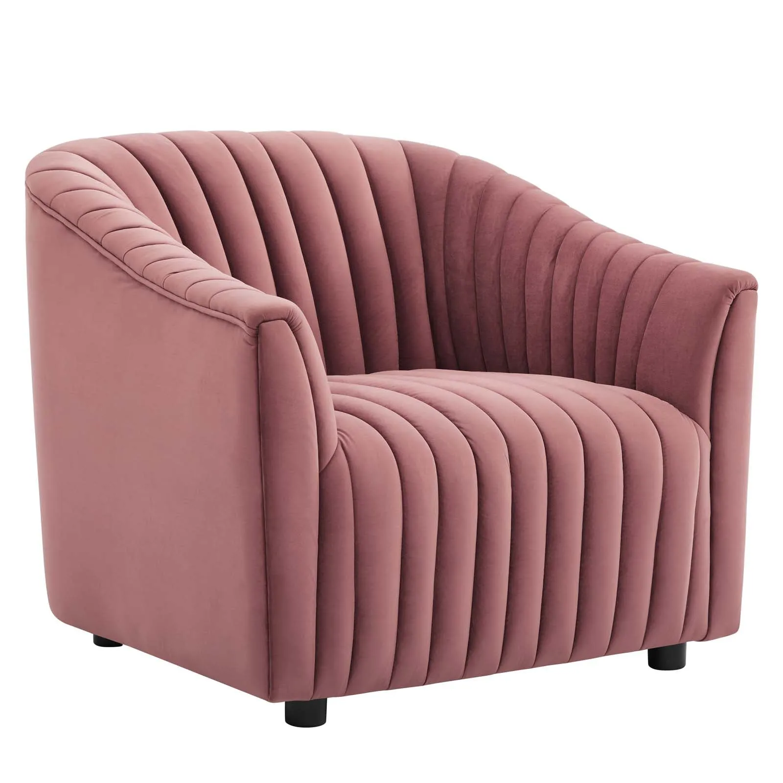 Announce Performance Velvet Channel Tufted Armchair By Modway - EEI-5055 - Dusty Rose