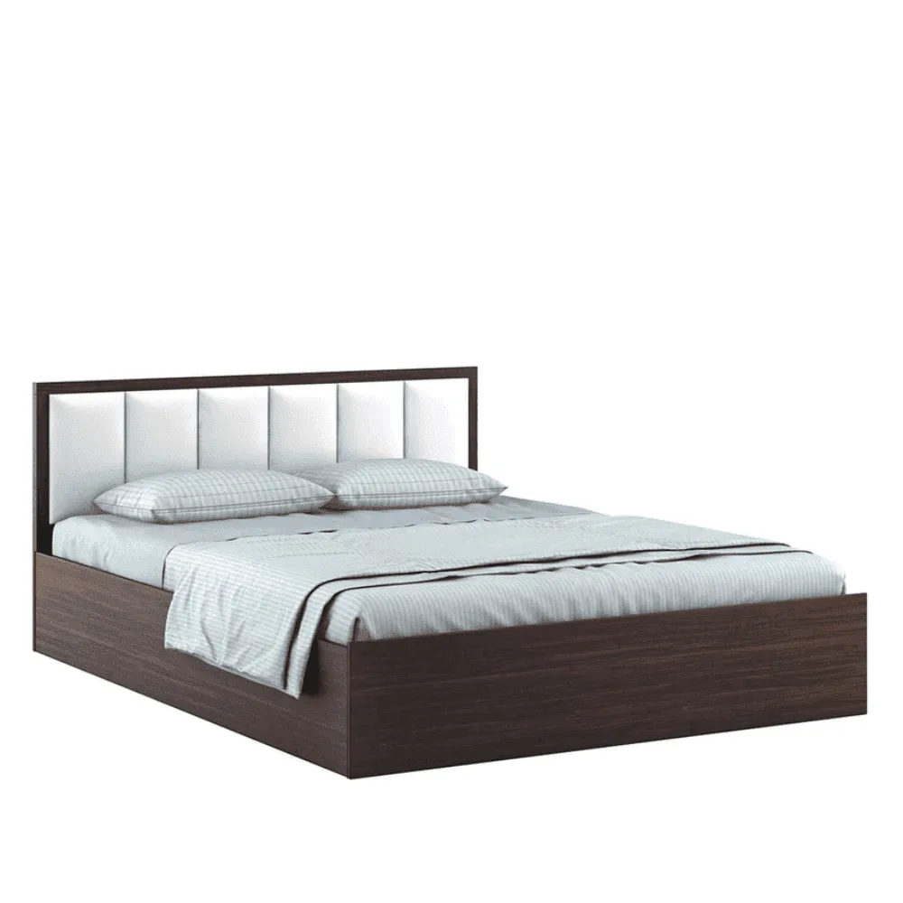 Art Living Upholstered Bed with Storage in Brown Finish