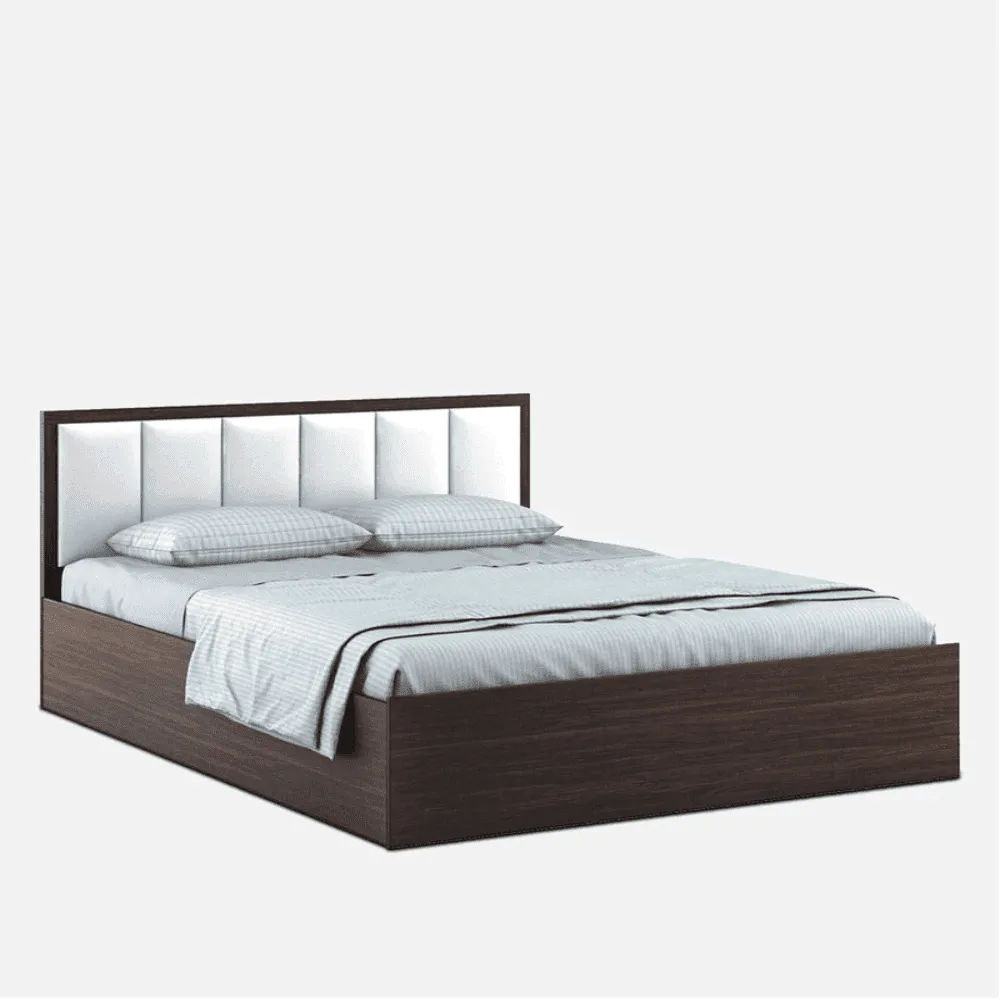 Art Living Upholstered Bed with Storage in Brown Finish