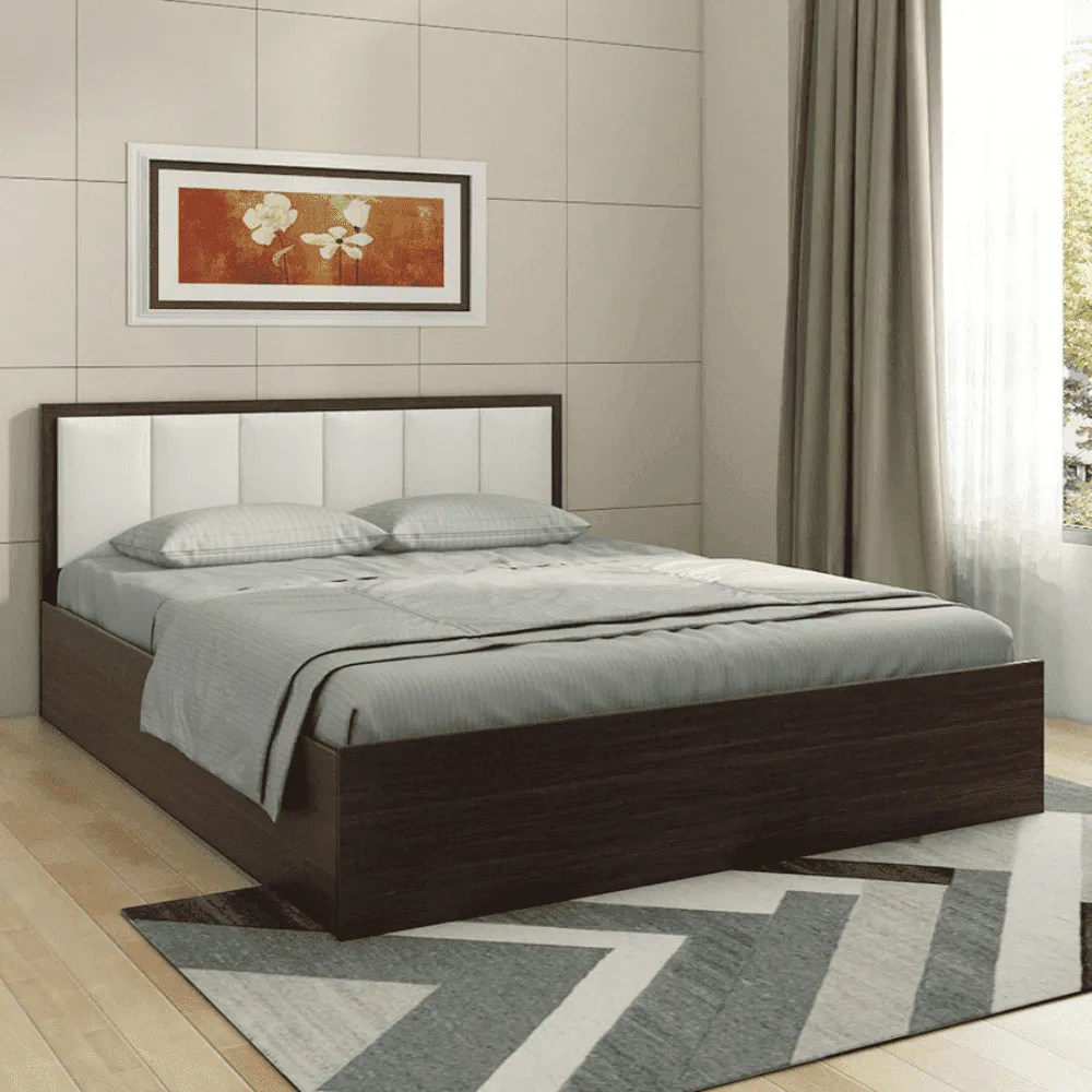 Art Living Upholstered Bed with Storage in Brown Finish