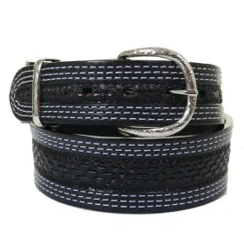 B1169 - Black Basket Weave Tooled Belt