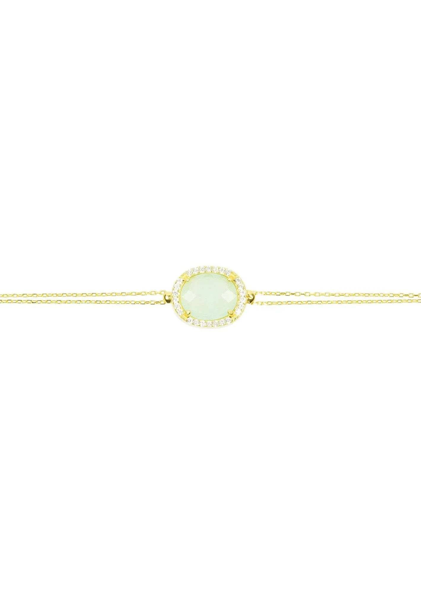 Beatrice Oval Gemstone Bracelet Gold Aqua Chalcedony