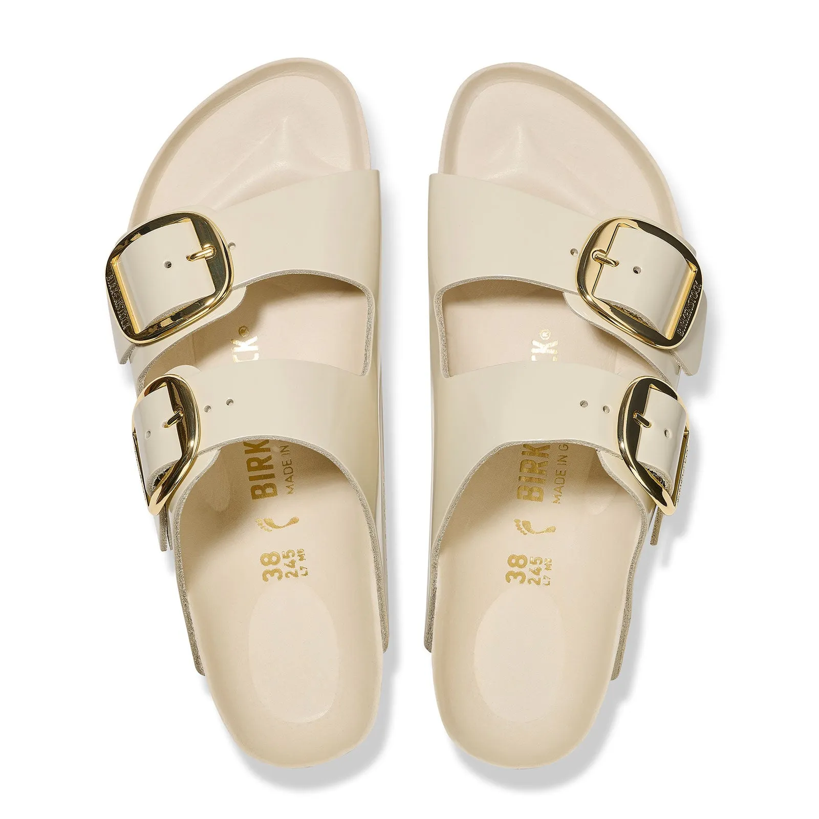 Birkenstock Arizona Big Buckle Narrow Slide Sandal (Women) - High Shine Ecru Leather