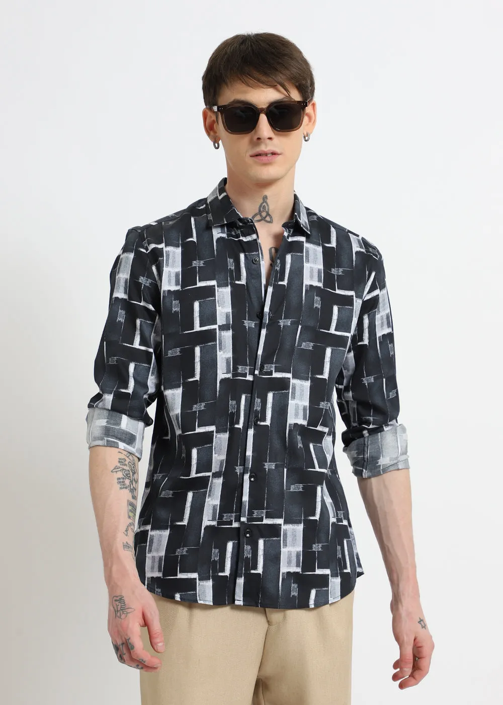 Black Abstractox Printed shirt