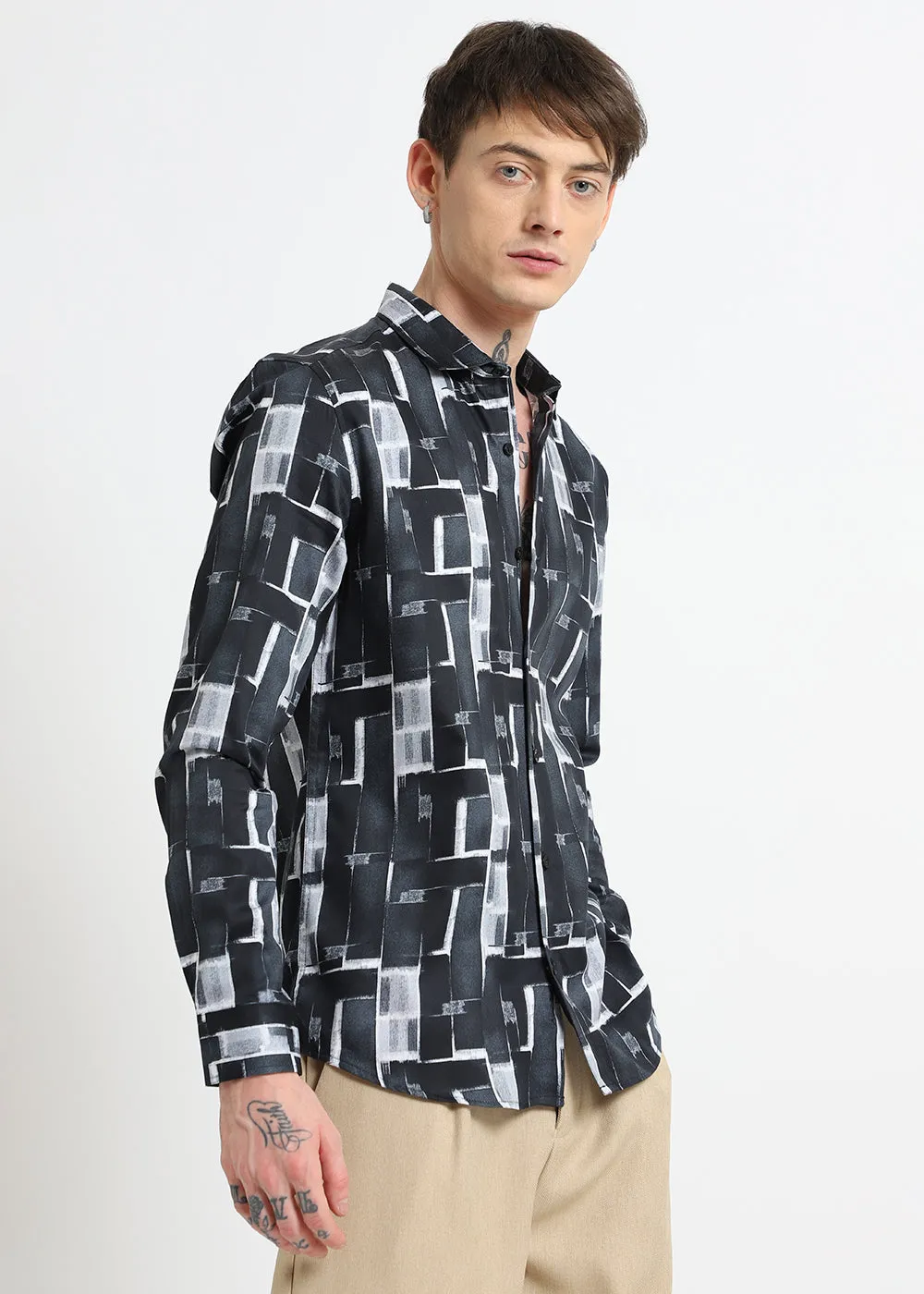 Black Abstractox Printed shirt