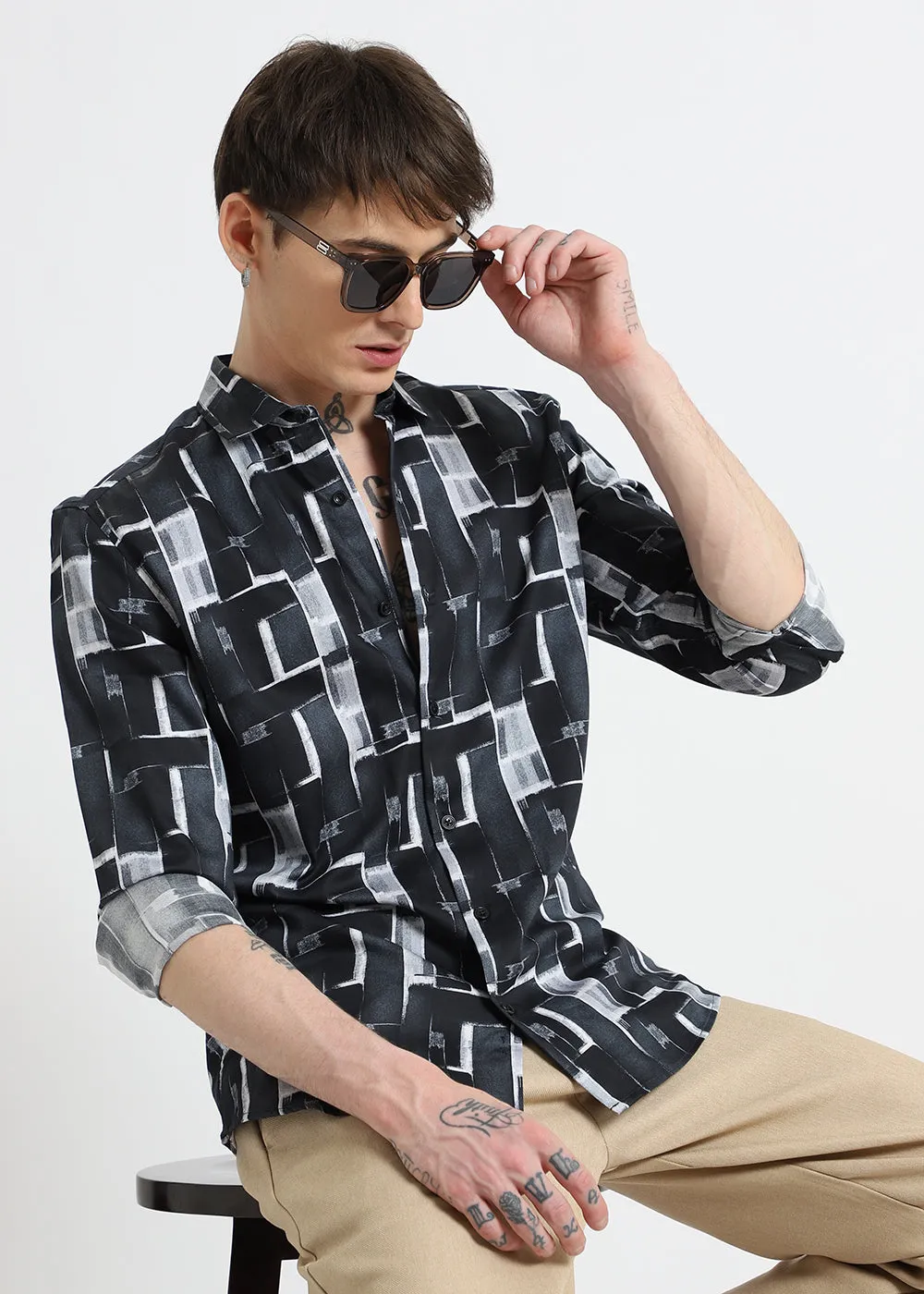 Black Abstractox Printed shirt