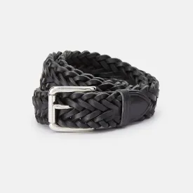 Black Leather Woven Belt