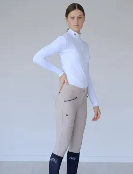 BTB 'PORTIA' BEIGE BREECH with dark navy, white or  dark brown trim