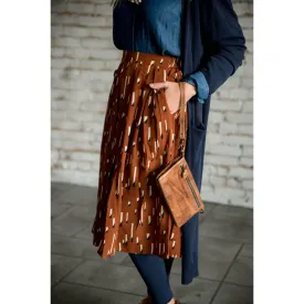 Cognac Printed Skirt