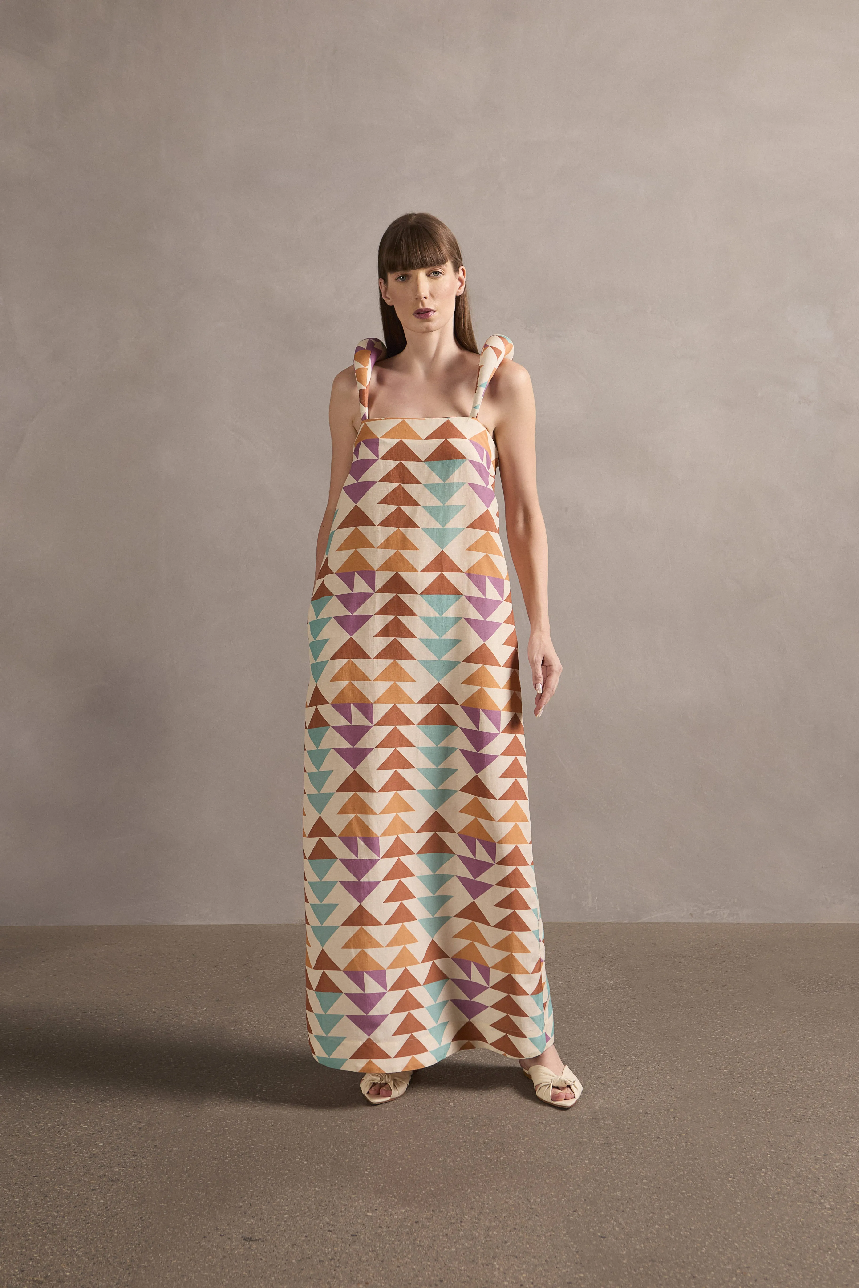 Colibri Shoulder-Pad Long Dress