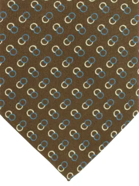 E. Marinella Tie Brown Circles Design - Wide Necktie