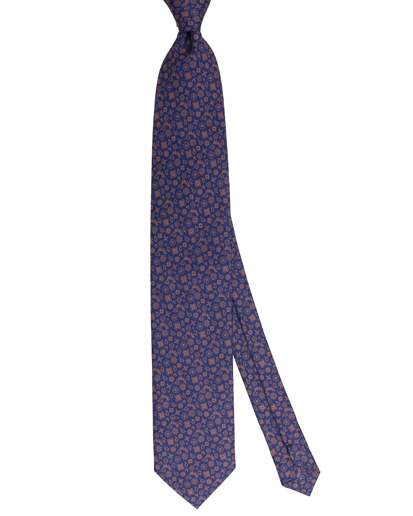 E. Marinella Tie Dark Blue Brown Floral Design