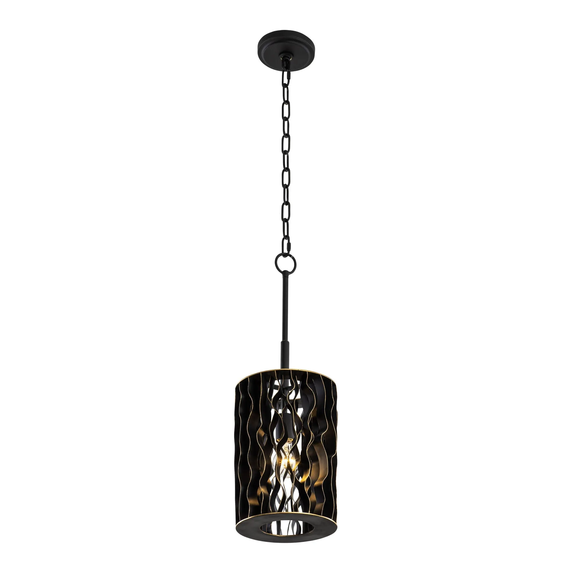 Estela 380M01MBFG 1-Light Mini Pendant Light - Matte Black/French Gold