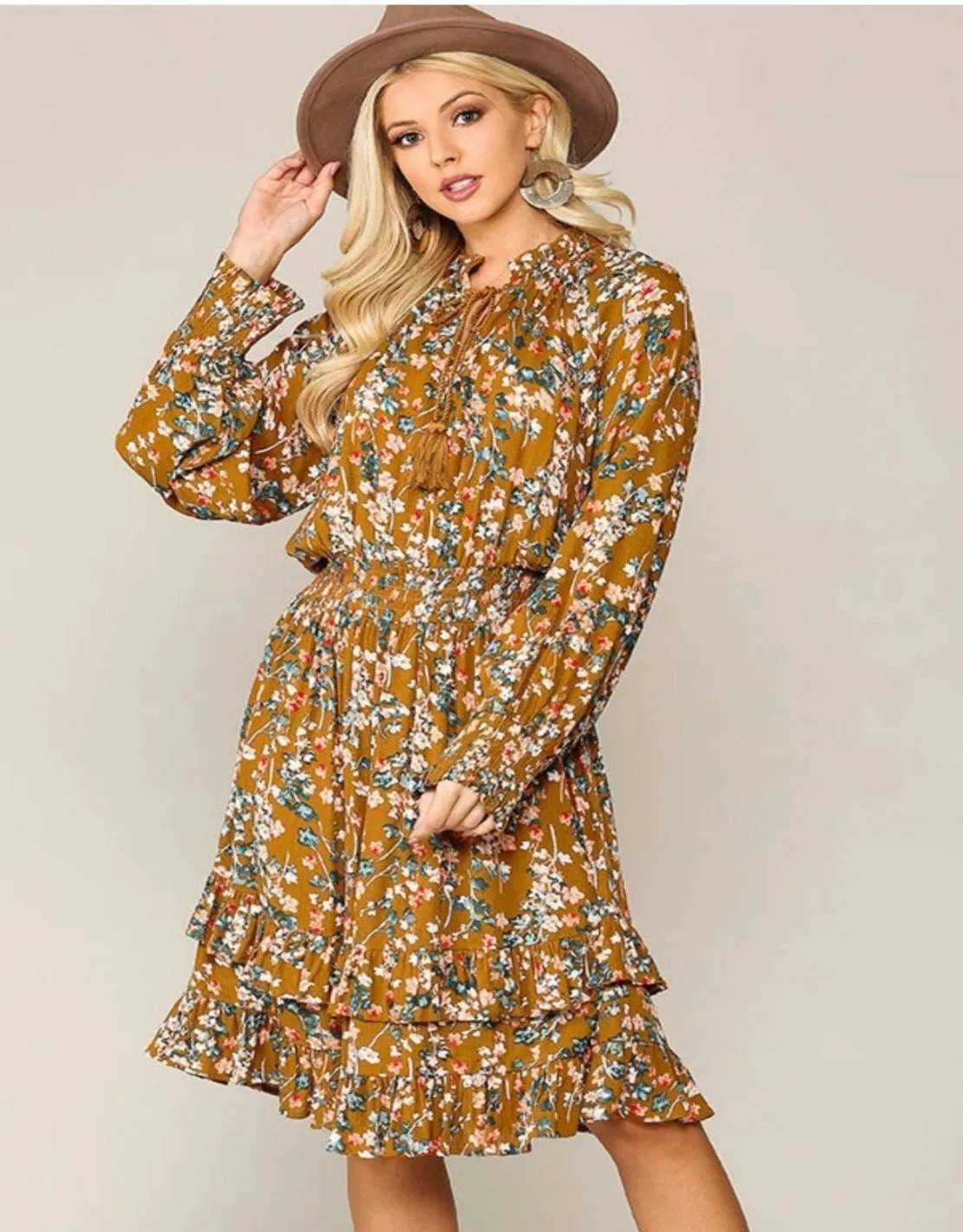 Floral Smocked Waist Dress