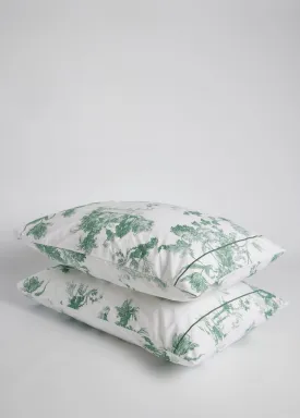 Foxford Green Toile Pillowcase Set