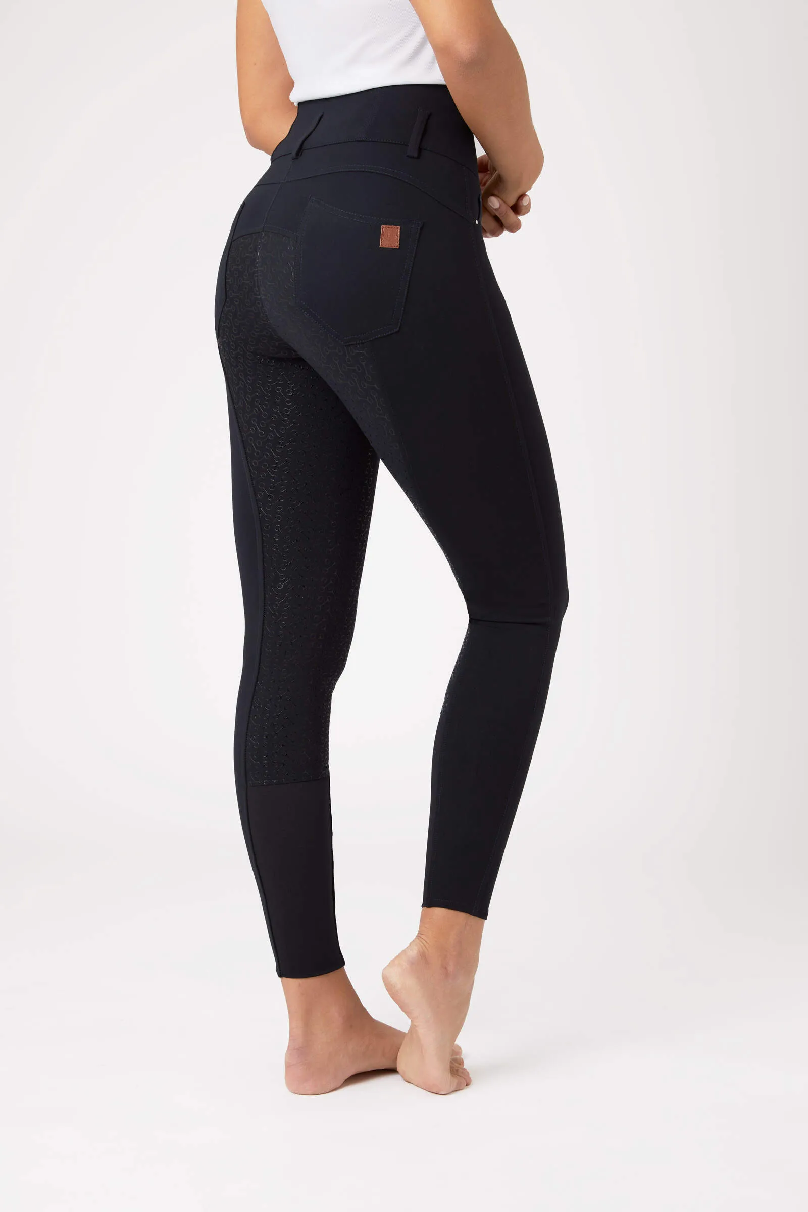 Horze Tara Ladies High-Waist Gel Seat Breeches (Navy)