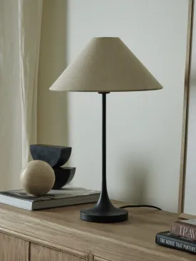 Ivar Black Table Lamp with Natural Shade