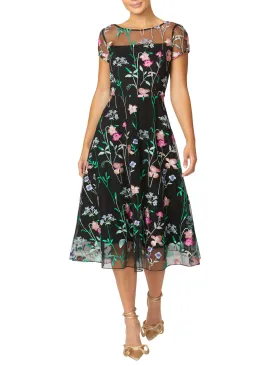 Leila Black Floral A-Line Dress