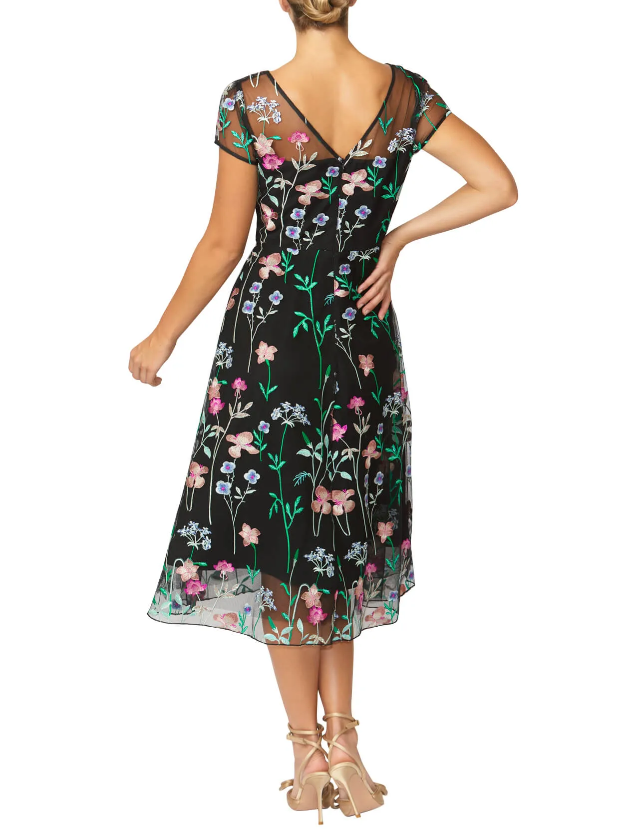 Leila Black Floral A-Line Dress