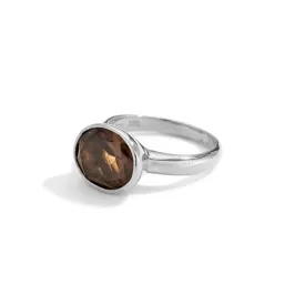 Leone Ring, Smokey Quartz, Silver