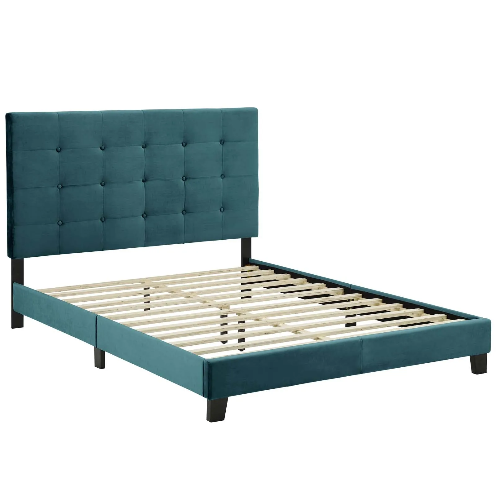 Melanie Tufted Button Upholstered Performance Velvet Platform Bed