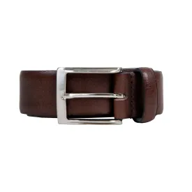 Men’s Heritage Full-Grain Leather Belt with Satin Nickel Buckle and Pebble Texture