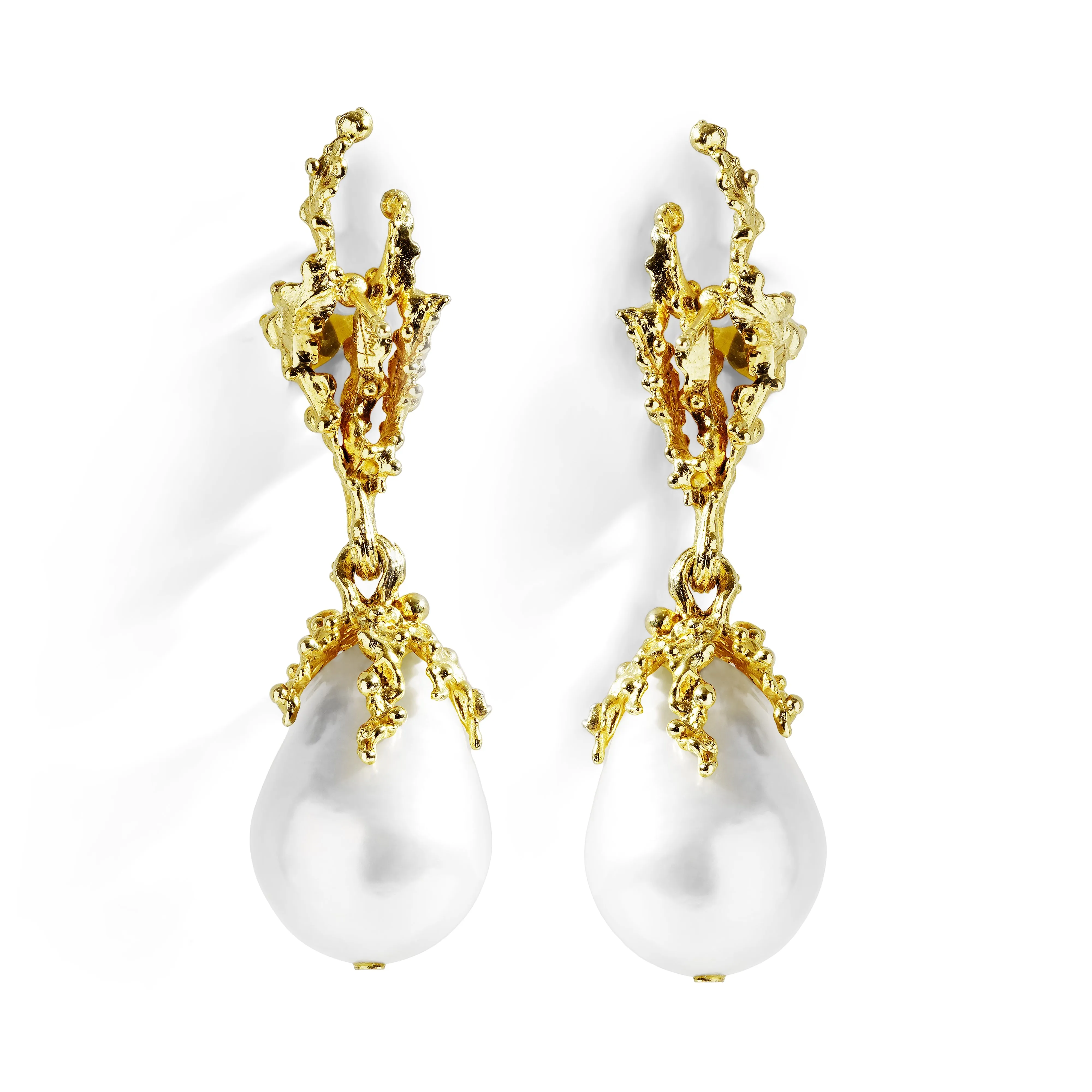 Ocean Earrings with Pearls and Diamonds