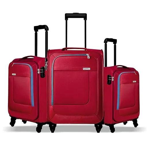 OPTIMA Prion Softside Expandable Roller Luggage, Red, 3-Piece Set (20/24/28)