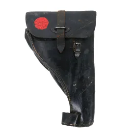 Original German WWII Black Preßstoff & Leather Flare Signal Pistol Holster - Service Used