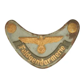 Original German WWII Feldgendarmerie Gorget with Phosphorescent Paint by F.W. Assmann & Söhne