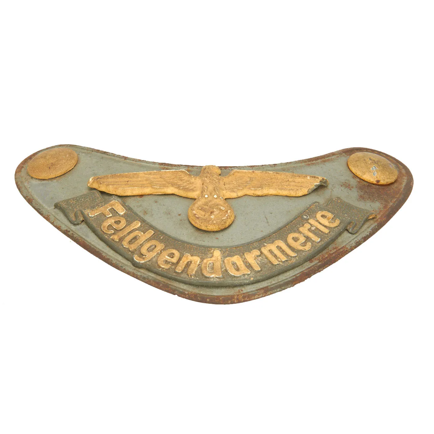 Original German WWII Feldgendarmerie Gorget with Phosphorescent Paint by F.W. Assmann & Söhne