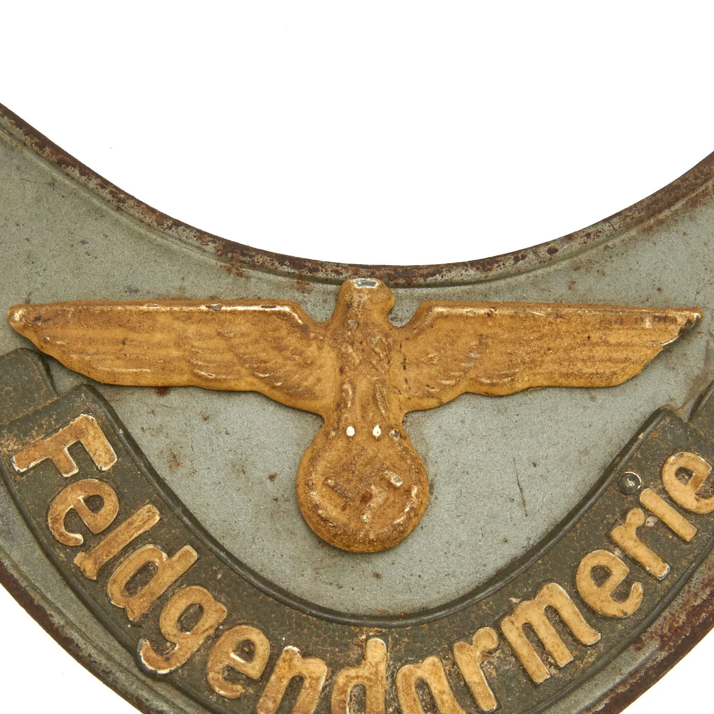 Original German WWII Feldgendarmerie Gorget with Phosphorescent Paint by F.W. Assmann & Söhne