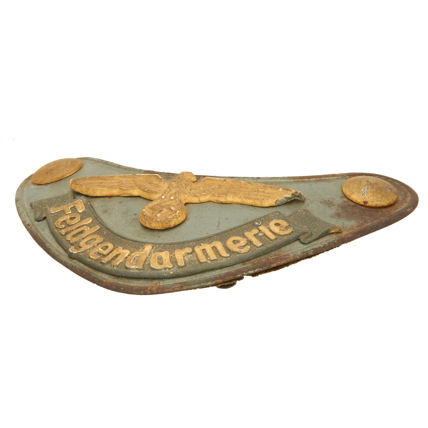 Original German WWII Feldgendarmerie Gorget with Phosphorescent Paint by F.W. Assmann & Söhne