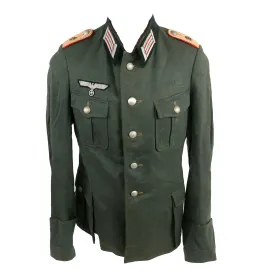 Original German WWII Named Heer Artillery School Leutnant Officer's M36 Field Uniform Tunic - dated 1937