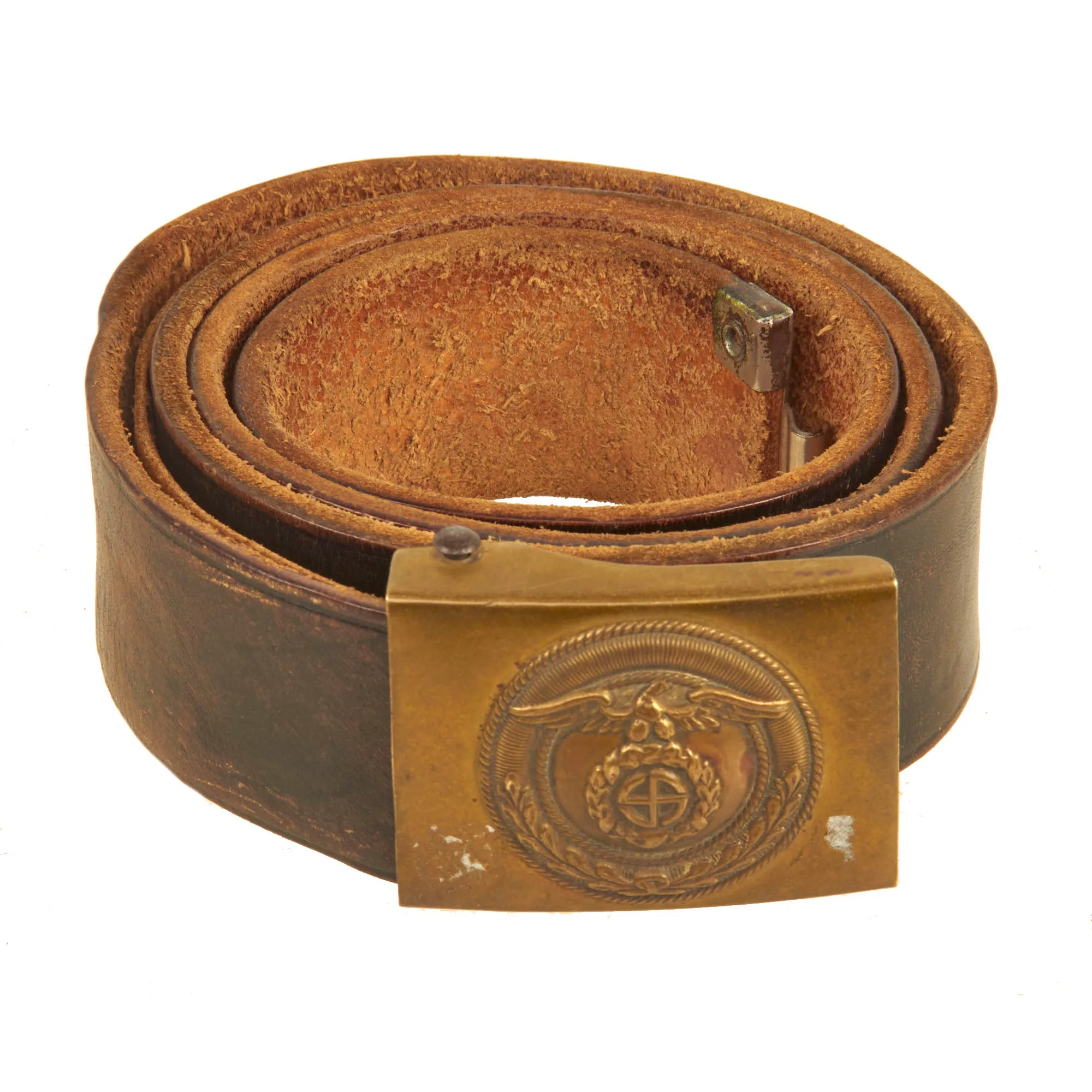 Original German WWII SA EM/NCO Belt with Early Two Piece Brass Buckle - Sturmabteilung