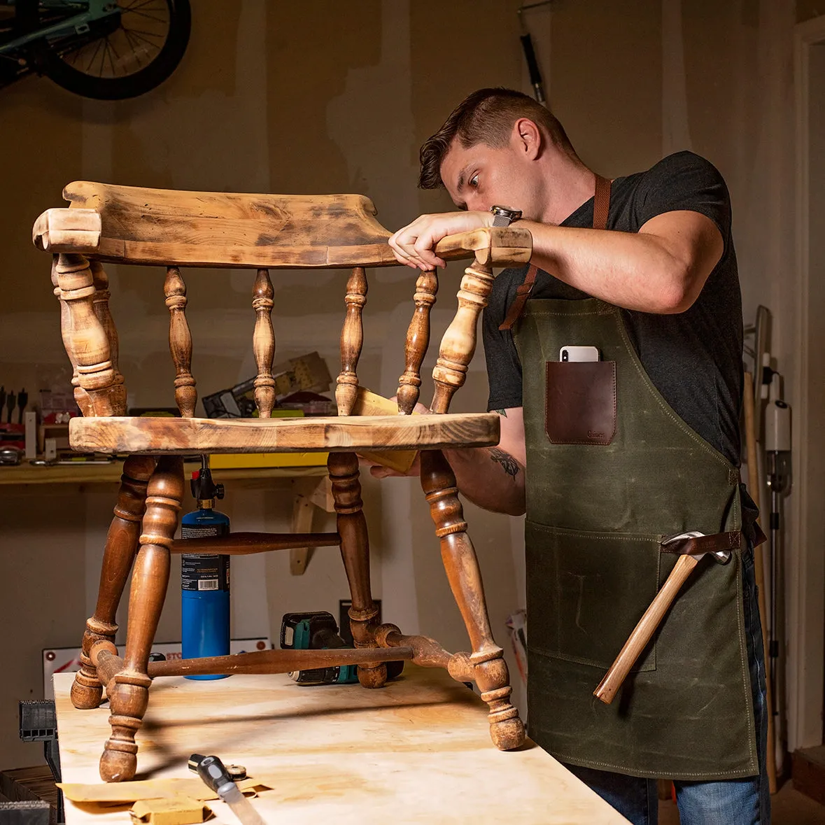 Personalized Waxed Canvas Apron for Woodworking Professionals & DIYers