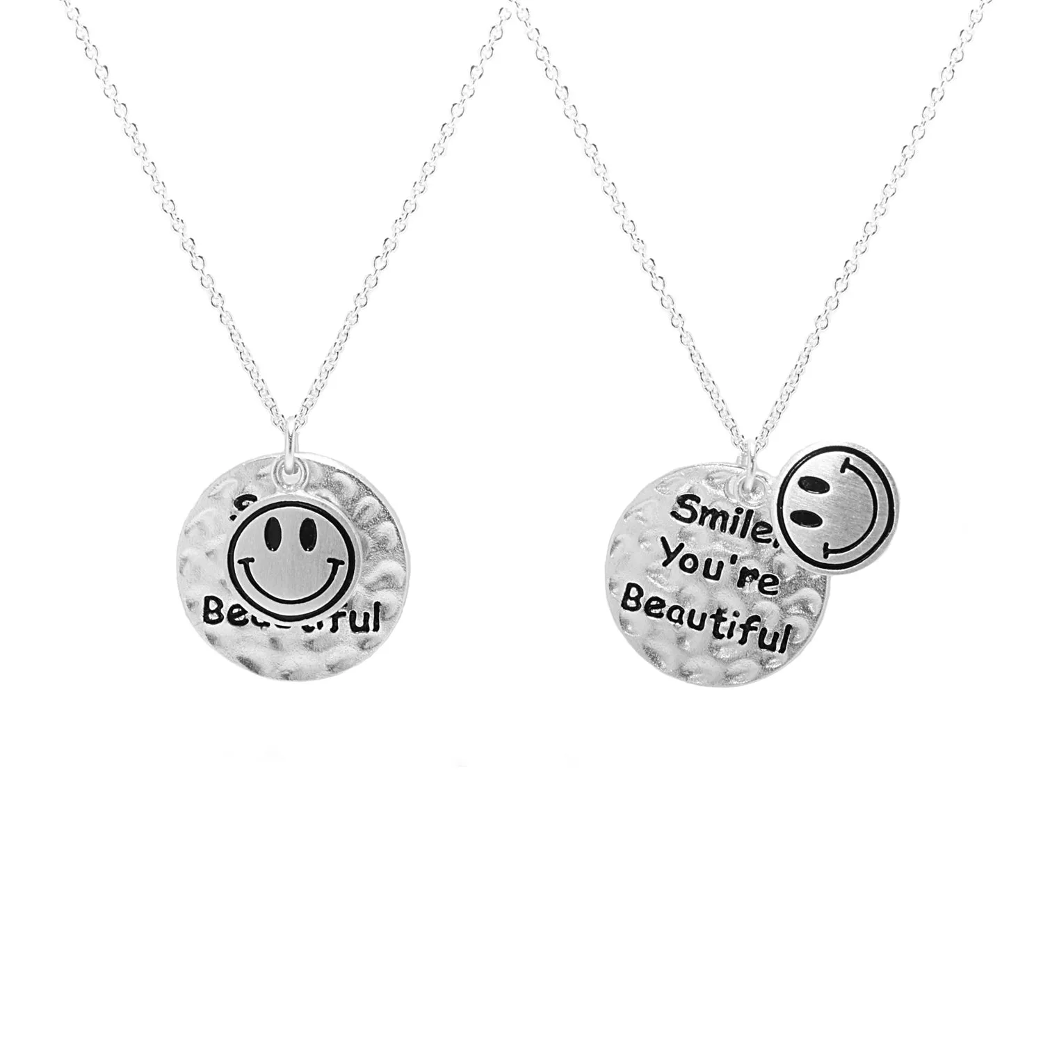 Smile 18k White Gold Plated Silver Pendant Necklace