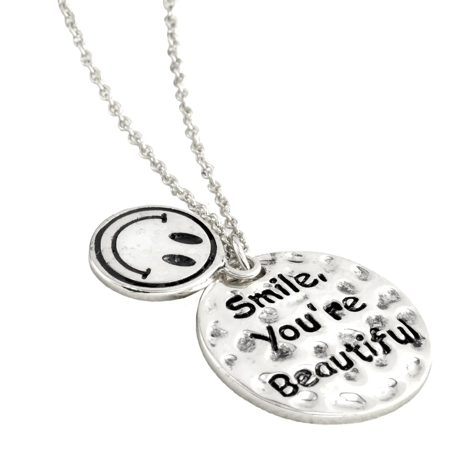 Smile 18k White Gold Plated Silver Pendant Necklace