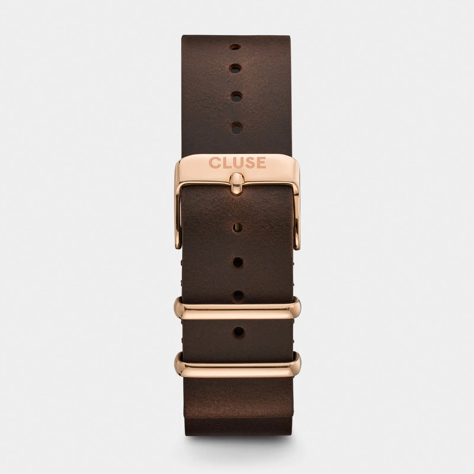 Strap 20 mm Nato Leather Brown, Rose Gold Colour