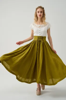 Tea Dance 5 | Lace-up Maxi Linen Skirt