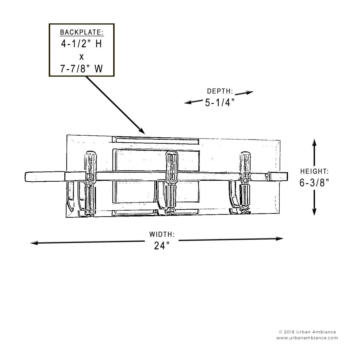 UHP2136 Contemporary Bathroom Vanity Light, 6.38"H x 24"W, Brushed Bronze Finish, Sevilla Collection