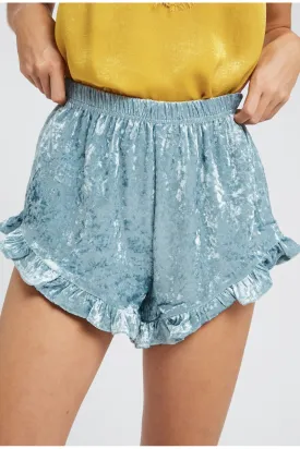 Velvet Ruffle Shorts